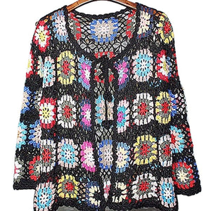 CQM Design Women's Elegant Retro Fashion Crochet Woven Sweater Jacket - Divine Inspiration Styles