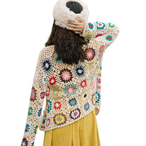 CQM Design Women's Elegant Retro Fashion Crochet Woven Sweater Jacket - Divine Inspiration Styles