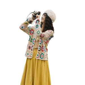 CQM Design Women's Elegant Retro Fashion Crochet Woven Sweater Jacket - Divine Inspiration Styles