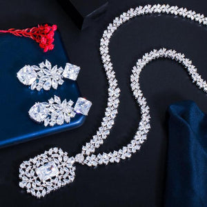 CWW Women's Fashion Elegant Stylish Silver-Plated Luxury Cubic Zirconia Jewelry Set - Divine Inspiration Styles