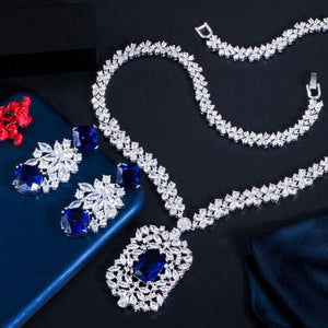 CWW Women's Fashion Elegant Stylish Silver-Plated Luxury Cubic Zirconia Jewelry Set - Divine Inspiration Styles
