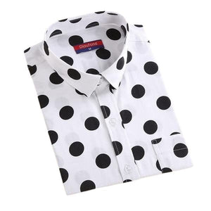 DIOUFOND Women's Fashion Premium Quality Long Sleeves Elegant Polka Dots Dress Shirt - Divine Inspiration Styles