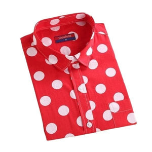 DIOUFOND Women's Fashion Premium Quality Long Sleeves Elegant Polka Dots Dress Shirt - Divine Inspiration Styles