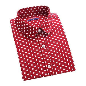 DIOUFOND Women's Fashion Premium Quality Long Sleeves Elegant Polka Dots Dress Shirt - Divine Inspiration Styles