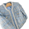 ELMA Women's Elegant Stylish Fashion Woven Light Blue Plaid Blazer Jacket - Divine Inspiration Styles