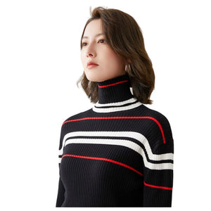 EMG Women's Fine Fashion Autumn Winter Stylish Stripes Designer Sweater - Divine Inspiration Styles