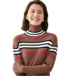 EMG Women's Fine Fashion Autumn Winter Stylish Stripes Designer Sweater - Divine Inspiration Styles
