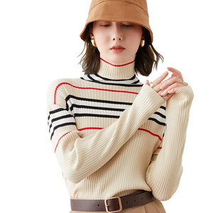 EMG Women's Fine Fashion Autumn Winter Stylish Stripes Designer Sweater - Divine Inspiration Styles