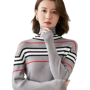 EMG Women's Fine Fashion Autumn Winter Stylish Stripes Designer Sweater - Divine Inspiration Styles