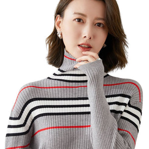 EMG Women's Fine Fashion Autumn Winter Stylish Stripes Designer Sweater - Divine Inspiration Styles