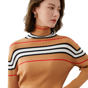 EMG Women's Fine Fashion Autumn Winter Stylish Stripes Designer Sweater - Divine Inspiration Styles
