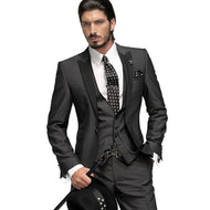 GMSUITS Men's Fashion Formal 3 Piece Tuxedo Wedding Prom Groomsmen Stage Performer (Jacket + Pants + Vest) Black Suit Set - Divine Inspiration Styles