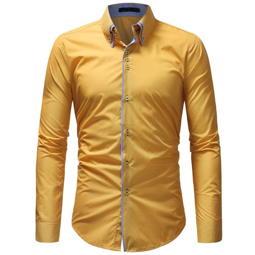 T-BIRD Men's Business Casual Fashion Premium Quality Long Sleeves Solid Social Dress Shirt - Divine Inspiration Styles