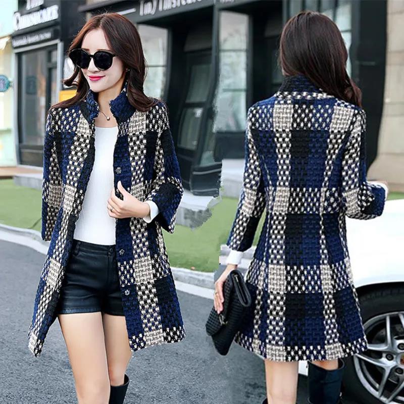 ELDORA Design Women's Fine Fashion Elegant Luxury Plaid Style Wool Coat Jacket - Divine Inspiration Styles