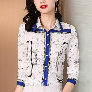 GLORIA Design Women's Fashion Premium Quality Luxury Style Geometric Print Blouse - Divine Inspiration Styles