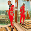 KINGSTON SUITS Men's Fashion Formal 2-Piece Tuxedo (Jacket + Pants) Red Suit Set
