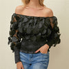 CARA Design Women's Fashion Stylish Round Patchwork Chiffon Blouse