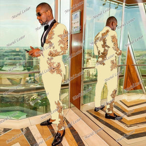 KINGSTON SUITS Men's Fashion Formal 2-Piece Tuxedo (Jacket + Pants) White Suit Set