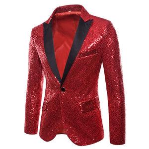 PARKLEES Men's Fashion Premium Quality Shiny Black Gold Silver Sequin Glitter Fancy Embellished Blazer Jacket - Divine Inspiration Styles