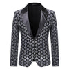 PARKLEES Men's Fashion Shiny Plaid Silver Gold Black Sequin Glitter Fancy Embellished Blazer Jacket - Divine Inspiration Styles