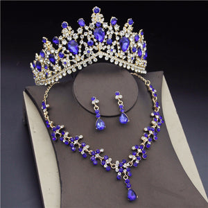 CM Women's Fashion Elegant Style Royal Queen Bridal Tiara Crown Earrings Necklace Jewelry Set - Divine Inspiration Styles
