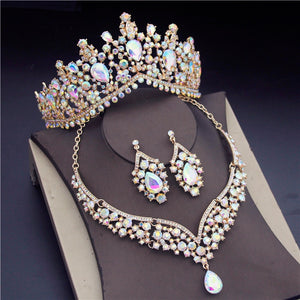 CM Women's Fashion Elegant Style Royal Queen Bridal Tiara Crown Earrings Necklace Jewelry Set - Divine Inspiration Styles
