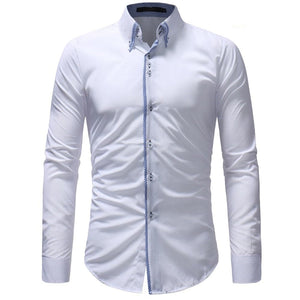 T-BIRD Men's Business Casual Fashion Premium Quality Long Sleeves Solid Social Dress Shirt - Divine Inspiration Styles