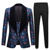 CGSUITS Men's Fashion Formal 3 Piece Teal Green Blue Black Tuxedo (Jacket + Vest + Pants) Suit Set