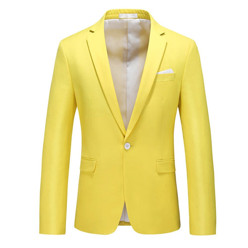 CGSUITS Men's Fashion Luxury Style Solid Color Design Premium Quality Yellow Blazer Suit Jacket - Divine Inspiration Styles