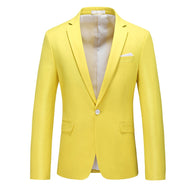 CGSUITS Men's Fashion Luxury Style Solid Color Design Premium Quality Yellow Blazer Suit Jacket - Divine Inspiration Styles