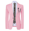 GMSUITS Men's Fashion Formal Luxury Style Purple Polka Dots Blazer Suit Jacket
