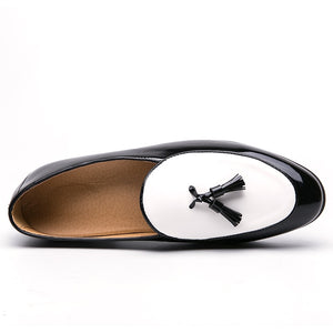JKP Men's Fashion Tassel Design Leather Black & White Oxfords Dress Shoes - Divine Inspiration Styles