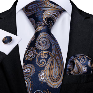 DBG VIP Design Collection Men's Fashion Luxury Royal Blue 100% Premium Quality Silk Tie Set - Divine Inspiration Styles