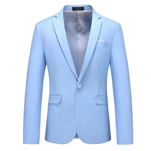 CGSUITS Men's Fashion Luxury Style Solid Color Design Premium Quality Light Blue Sky Blue Blazer Suit Jacket - Divine Inspiration Styles