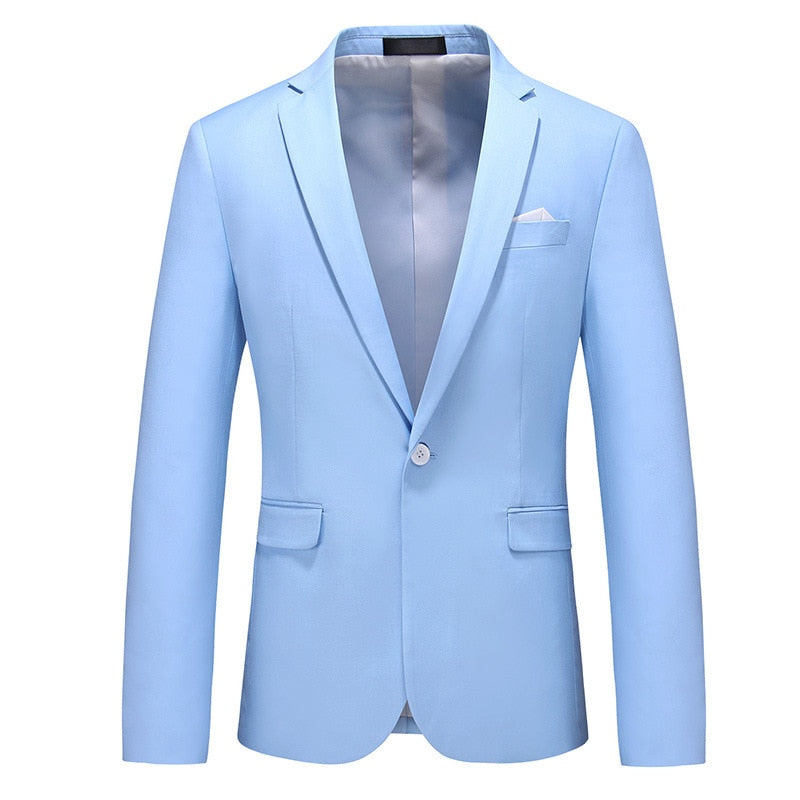 CGSUITS Men's Fashion Luxury Style Solid Color Design Premium Quality Sky Blue Blazer Suit Jacket