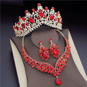 CM Women's Fashion Elegant Style Royal Queen Bridal Tiara Crown Earrings Necklace Jewelry Set - Divine Inspiration Styles