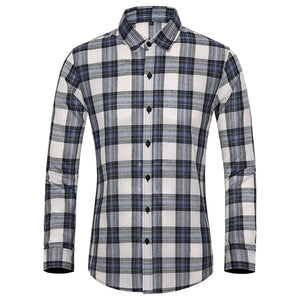 BWG Men's Fashion Classic Trendy Business Casual Long Sleeves Plaid Dress Shirt