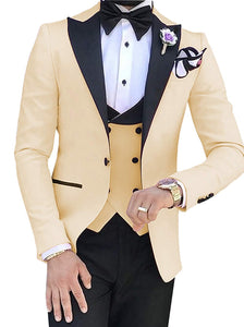 HARLEY SUITS Men's Fashion Formal 3PCS Tuxedo (Jacket + Pants + Vest) Suit Set - Divine Inspiration Styles