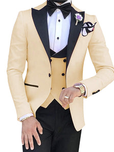 HARLEY SUITS Men's Fashion Formal 3PCS Tuxedo (Jacket + Pants + Vest) Suit Set - Divine Inspiration Styles