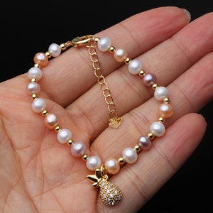YOUNOBLE Women's Fashion Pineapple Design Stylish Statement Genuine Beaded Pearl Bracelet - Divine Inspiration Styles