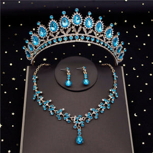 CM Women's Fashion Elegant Stylish Vintage Luxury Royal Queen Bridal Tiara Crown Earrings Necklace Jewelry Set - Divine Inspiration Styles