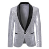 PARKLEES Men's Fashion Shiny Gold Sequin Glitter Fancy Embellished Blazer Jacket - Divine Inspiration Styles