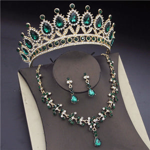 CM Women's Fashion Elegant Style Royal Queen Bridal Tiara Crown Earrings Necklace Jewelry Set - Divine Inspiration Styles