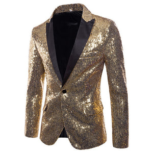 PARKLEES Men's Fashion Premium Quality Shiny Black Gold Silver Sequin Glitter Fancy Embellished Blazer Jacket - Divine Inspiration Styles