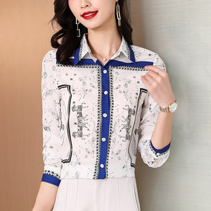 GLORIA Design Women's Fashion Premium Quality Luxury Style Geometric Print Blouse - Divine Inspiration Styles