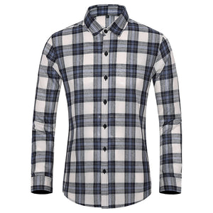 BWG Men's Fashion Classic Trendy Business Casual Long Sleeves Plaid Dress Shirt