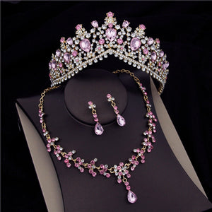 CM Women's Fashion Elegant Style Royal Queen Bridal Tiara Crown Earrings Necklace Jewelry Set - Divine Inspiration Styles