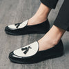 JKP Men's Fashion Tassel Design Leather Black & White Oxfords Dress Shoes - Divine Inspiration Styles
