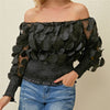 CARA Design Women's Fashion Stylish Round Patchwork Chiffon Blouse