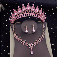 CM Women's Fashion Elegant Stylish Vintage Luxury Royal Queen Bridal Tiara Crown Earrings Necklace Jewelry Set - Divine Inspiration Styles
